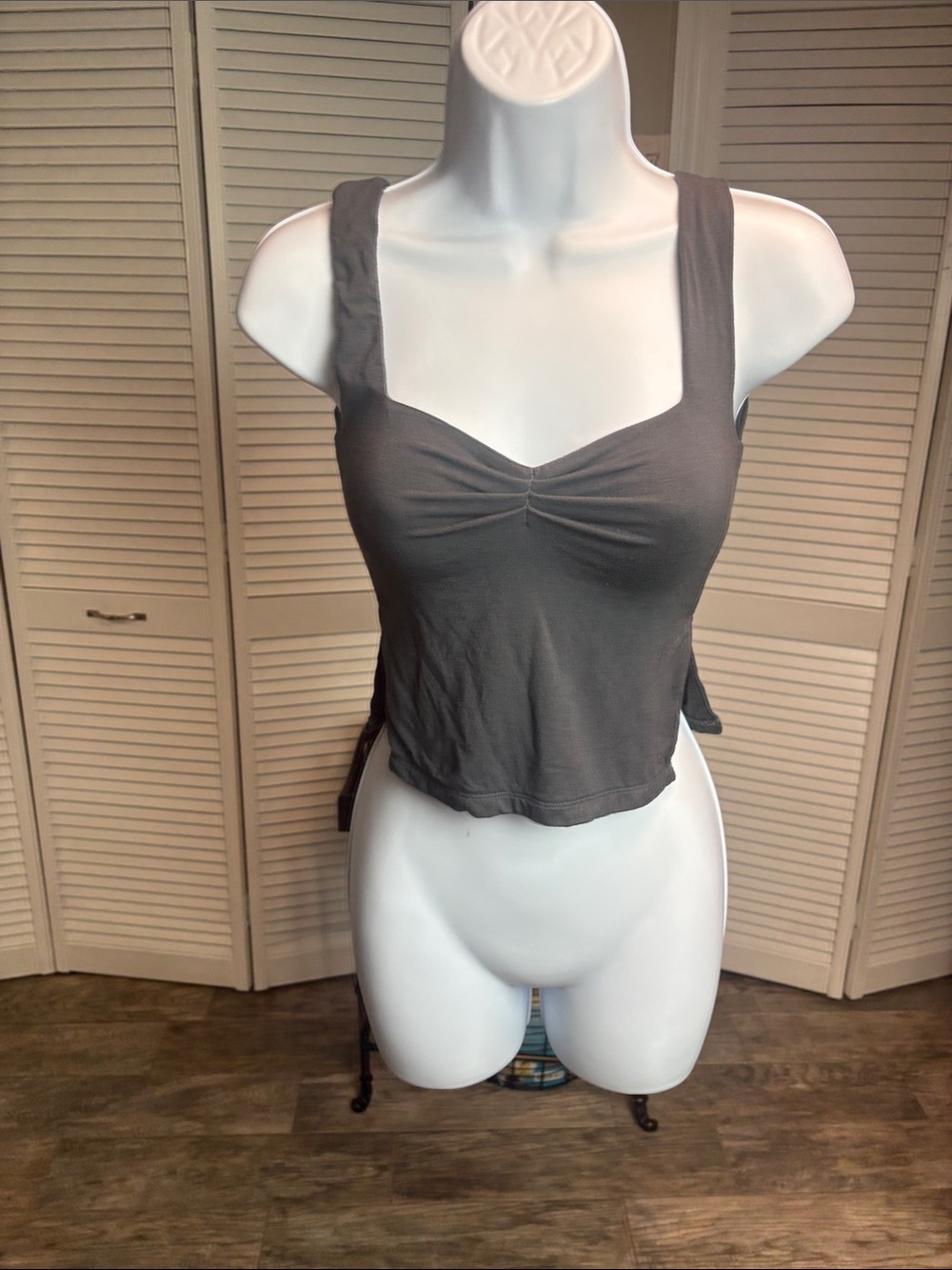 White Fox Gray Sleeveless Crop Top